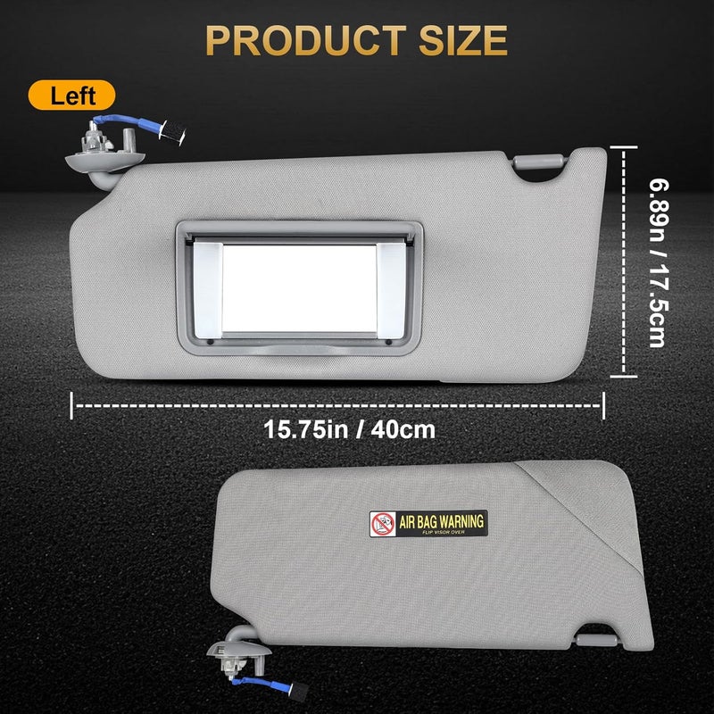 ItranMc Sunvisor Driver Side for 2008-2017 Honda Accord Accessories, Left Side Sun Visor with Lighted Mirror, Gray, Replacement#83280-TA5-A51ZA - Image 5
